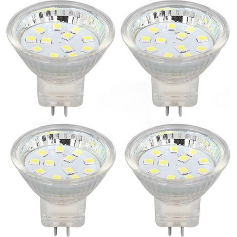 Lot de 4 ampoules LED MR11 12 LED 2 W 300 lm, culot à double broche, blanc froid 6000 K, pour éclairage d'extérieur (1/5)