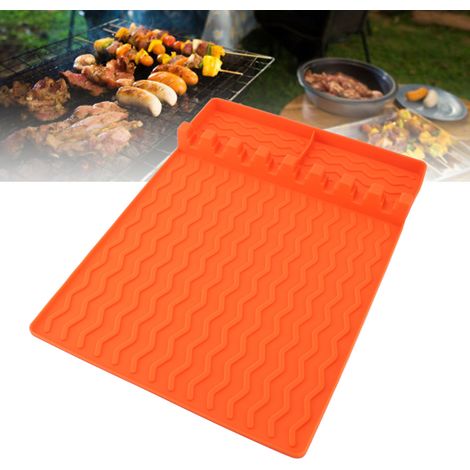 Silikon-Grillmatte und Grillbesteck-Set mit 8 Schlitzen, hitzebeständig, lebensmittelecht, 40,5 x 30 cm (1/5)