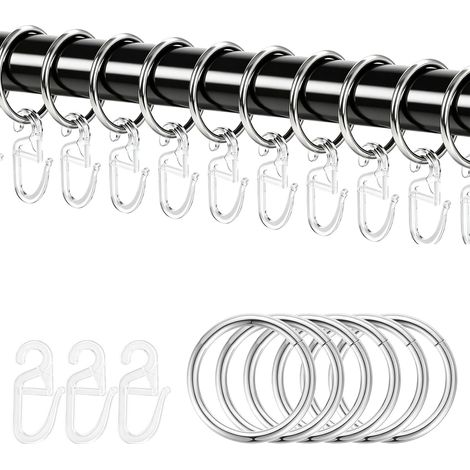 70 Anneaux Métalliques pour Rideaux, Anneaux de Suspension de 32 mm, Anneaux pour Rideaux de Douche avec Crochets en Plastique,Adaptés aux Tringles à Rideaux, aux Portes et aux Rideaux de Douche (1/5)