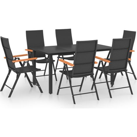Maison Exclusive - 7-tlg. Garten-Essgruppe Schwarz und Braun