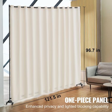 Cloison de séparation en tissu, séparateur de pièce portable avec roulettes, paravent de confidentialité autoportant intérieur pour bureau, chambre, salle à manger, maison, 308,5x245,5 cm, beige (1/5)