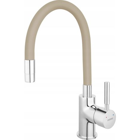 Ferro Zumba Küchenarmatur mit flexiblem Auslauf, beige, verchromt (1/2)