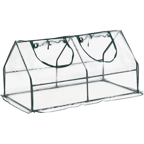 Mini Gewächshaus Laubach 120x60x60cm Transparent PVC Folie [en.casa]