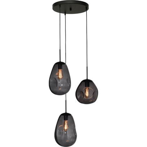 Lampe suspendue Lava 3x verre à fumée - 2762-05-35-3-05-001