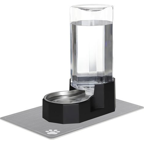 Water Dispenser for Large Dogs - Automatic Gravity Powered Water Dispenser - Easy Clean - Stainless Steel Bowl for Kittens and Puppies - Living Room or Garage (Black, 9L) (1/5)