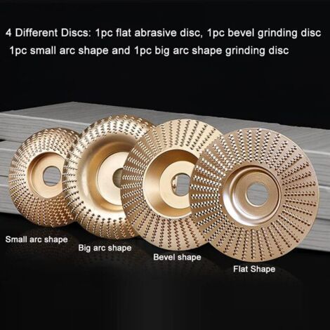 4Pcs Disque Bois Meuleuse, Disque Abrasif en Bois, Disques de Meulage du bois en Carbure de Tungstène pour Façonner, Meuler et Couper - Compatible avec Meuleuses d'angle 115 mm ou 125mm, (1/3)