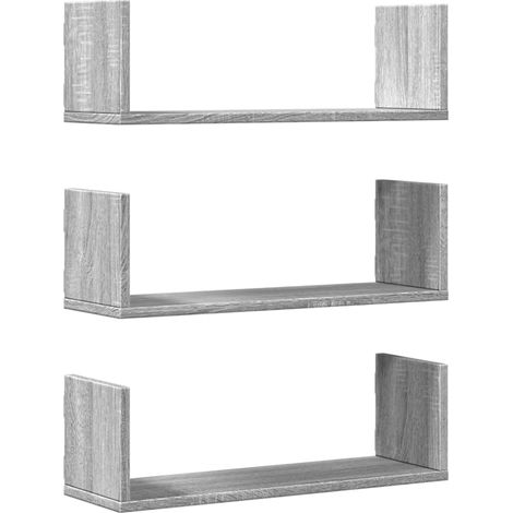 Maison Exclusive - Wandregale 3 Stk. Grau Sonoma 58x18x18 cm Holz