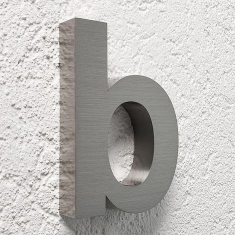 3D Hausnummer b Edelstahl V2A unbeleuchtet Arial (1/5)