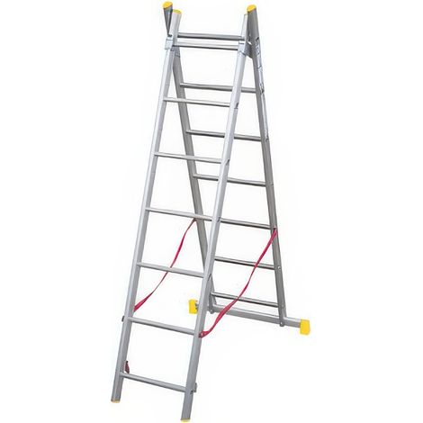 Scala Trasformabile in Alluminio a Due Rampe 7+7 Gradini EN 131 Easy Two