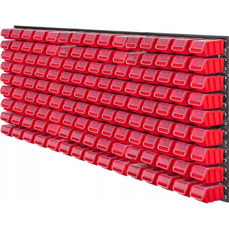 KADAX Werkstattwandregal, Wandplatten, 174 x 78 cm, Rot, 135 tlg.