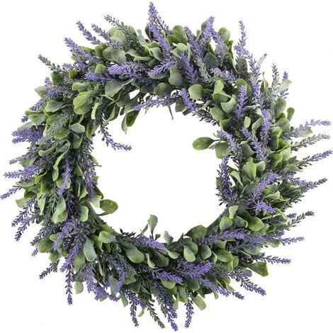 Couronne Lavande 35 Cm - Plastique - UV Protegee - Interieur Exterieur Mariage - 1 Piece (1/5)