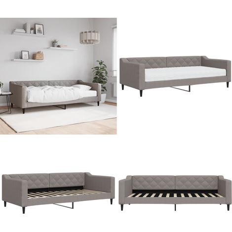Lit de jour avec matelas taupe 90x200 cm tissu - Canapé-lit - Matelas en mousse (1/5)