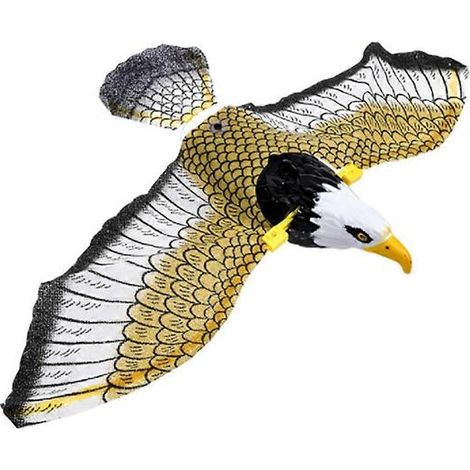 Répulsif à oiseaux suspendu en forme d'aigle, lumineux et musical pour effrayer les oiseaux volants (1/4)
