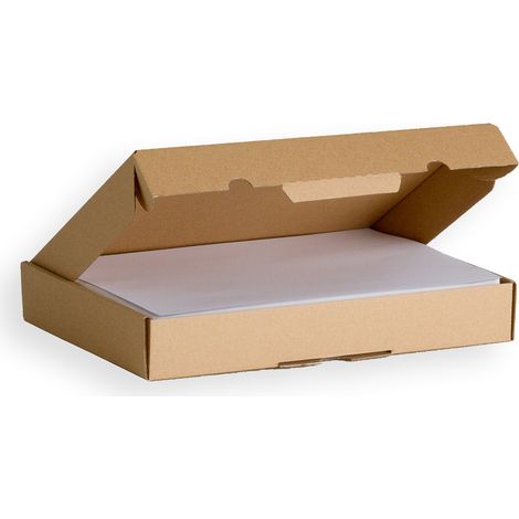 Lot de 5 boîtes postales extra-plates A4 305x220x45 mm – Couvercle charnière – 100% recyclable – Livrées à plat pour gain de place – Enveloppebulle