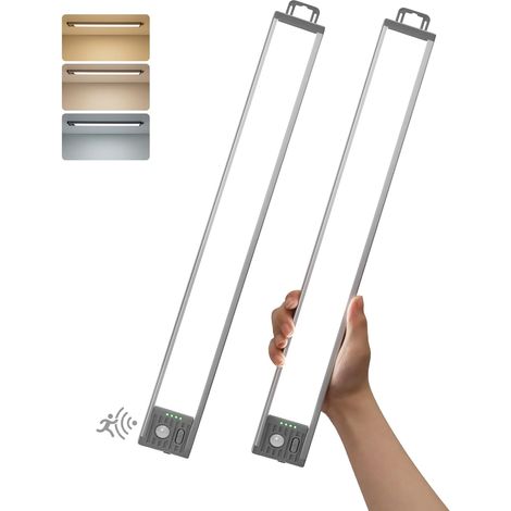 4500 mAh 44.5 cm Rechargeable LED Kitchen Under Cabinet Cupboard Lamp 3 CCT, 90 Days Autonomy, 90 LED, Magnetic, Reglette lumiere lamp motion detector indoor, Brightness Adjustable (1/5)