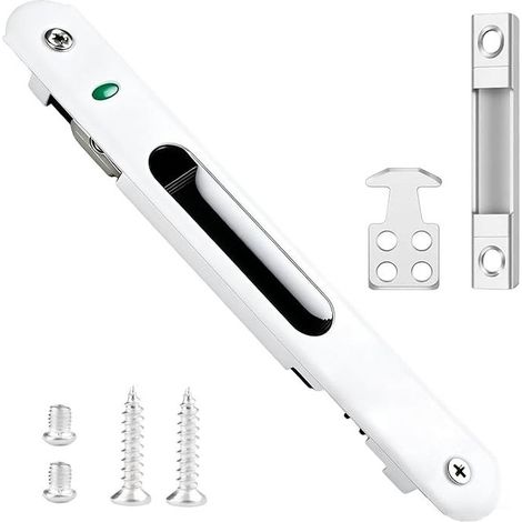 Serrure de Porte Coulissante, Acier Inoxydable, Crochet pour Fenêtre et Porte Mobile, Verrou de Verrouillage Simple Face Pour Portes Mobiles, Accessoire de Quincaillerie avec Vis, 198x28mm (1/5)
