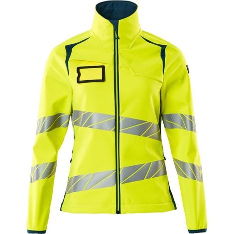Mascot Soft Shell Jacke, Damenpassform Soft Shell Jacke Gr. M, hi-vis gelb/dunkelpetroleum (1/4)