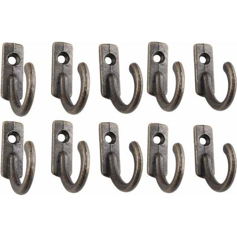 Decorative Wall Hook/Key Holder, Vintage Bronze, 10 Pieces