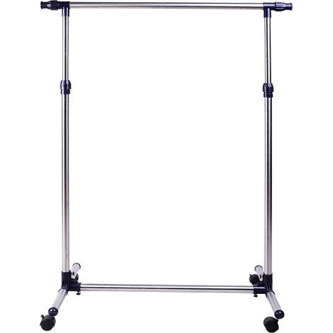 Porte-linge acier inoxydable, séchage mobile, hauteur longueur réglables, 4 roues, 95x45x170 cm (1/5)