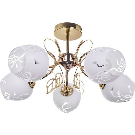 Plafoniera Fauna Gold Bianco E27 5x Max 40W L: 29cm ø56cm dimmerabile (1/3)
