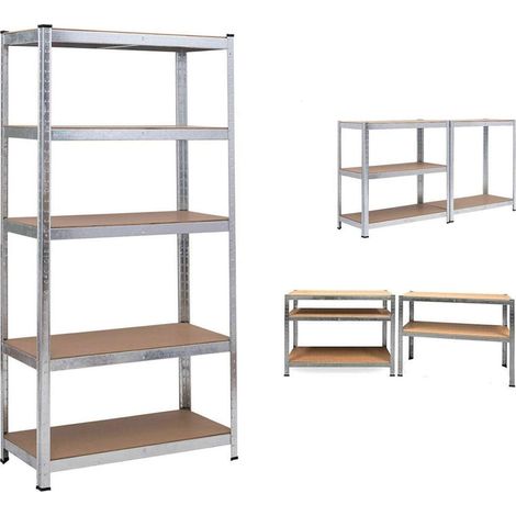 170x75x30cm Lagerregal Kellerregal Werkstattregal Schwerlastregal Einstellbar Regal bis 875 kg, Metall-Regal Regalsystem für Garage, Werkstatt, Speisekammer - Verzinkt