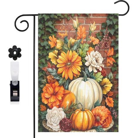 Bannière de cour Welcome et composition de citrouilles 30 x 45 cm décoration porche et maison (1/5)