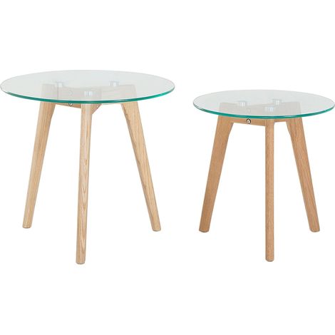 Set of 2 Coffee Tables MISSOURI Glass Transparent (1/5)
