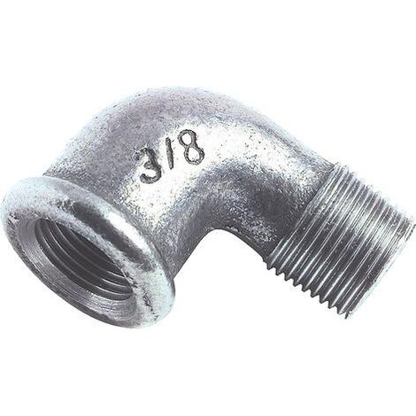 COUDE EGAL FONTE GALVANISEE PETIT RAYON 90° MALE FEMELLE N° 92