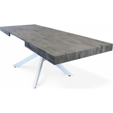 Tavolo allungabile con struttura in metallo antracite effetto legno 90x160/240xH75 cm