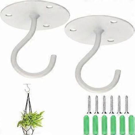 SZTXJ Set mit 2 Wand-/Deckenhaken, Pflanzenstützen aus Metall, Wandhalterungen aus Eisen für Vogelfutterhäuschen, Laternen, Windspiele, Pflanzgefäße, Haken für Außendekoration (b (1/4)