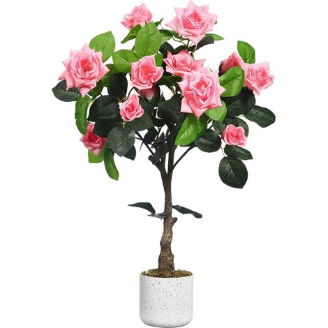 Rosal artificial, flores realistas, diseño que no requiere mantenimiento, rosa de 75 cm - 1 unidad (1/2)