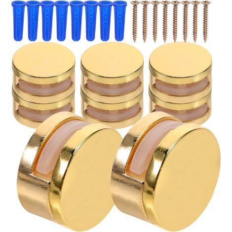 Clip de Miroir en Alliage de Zinc, Lot de 8, pour Verre 3-5 Mm Fixation Murale pour Miroir et Étagère en Verre, Couleur Or, Usage Salle de Bain ou Bar (1/5)