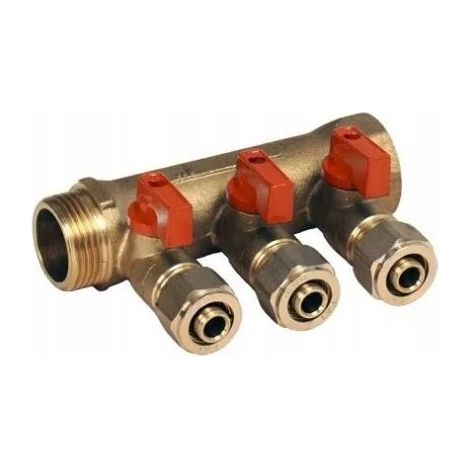 Collettore Idmar PEX 1" x 16 x 3" con valvole per acqua calda (1/2)