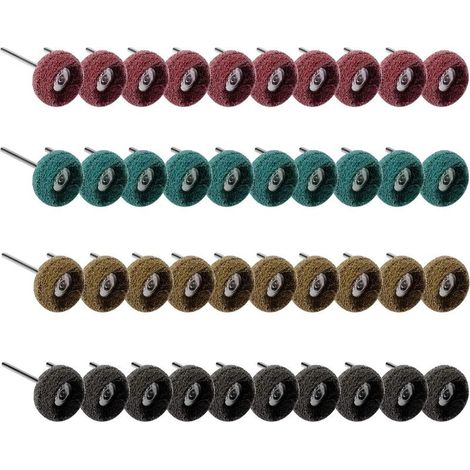 Set of 40 abrasive polishing wheels – Grit 80/150/240/300 – For polishing metal and wood surfaces – Length 45mm (1/5)
