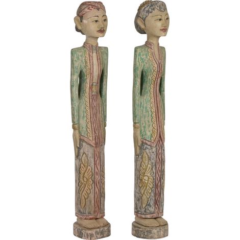 Figura Set 2 Madera 35X15X102 Tallado Policromia (1/5)