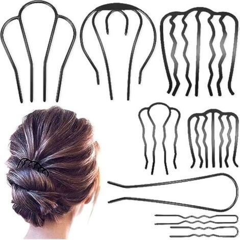 8 Pièces Epingles Cheveux Femme Peignes à Cheveux en Forme de U Pince à Cheveux Peignes Peigne Chignon Forme de U Épingles à Cheveux (1/4)