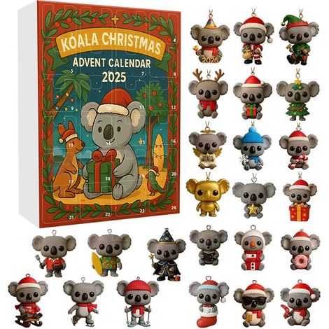 Calendrier De Lavent - Ornements En Acrylique - Décoration De Sapin De Noël - 24 Portes - Modèle Koala - 2025