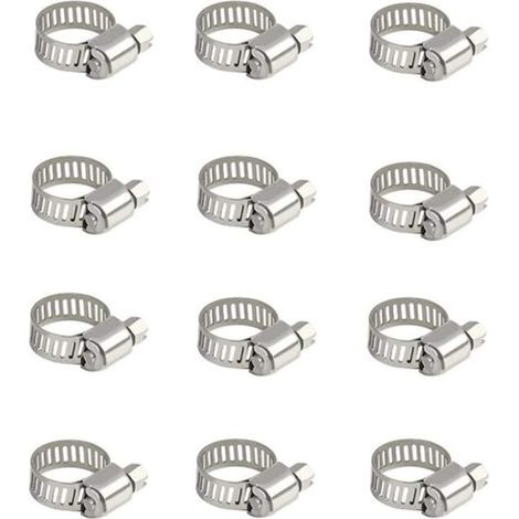 Collier de serrage, réglable de 10 à 16 mm, en acier inoxydable 304, collier de serrage métallique, pour tuyaux, conduites de gaz domestique, conduites d'eau familiales, câbles, robinets, etc. (1/5)