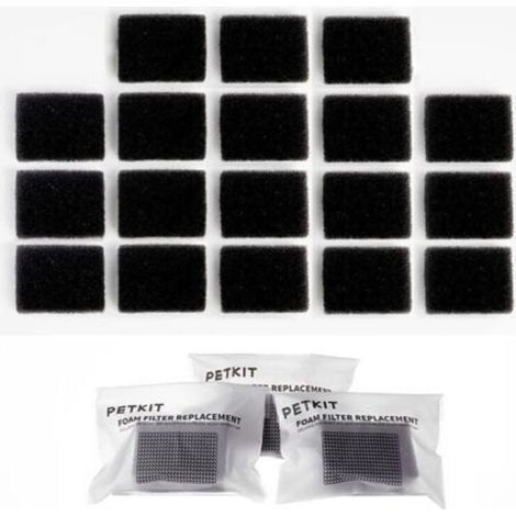 Paquet de 18 filtres en mousse de remplacement compatibles PETKITEversweet 3 Pro/Solo 2/Solo SE pour pompes sans fil, fontaines d'eau pour animaux de compagnie (1/4)