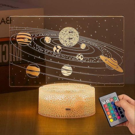 SCSYV 3D Optische Illusion Sonnensystem Lampe, Galaxie LED Nachtlicht mit Fernbedienung für weltraumbegeisterte Jungen und Mädchen (Sonnensystem) (1/5)