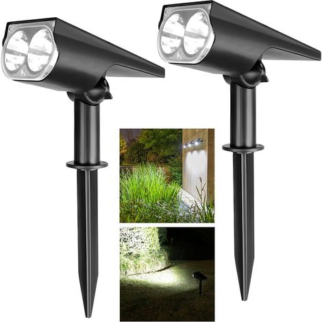 2er-Set leistungsstarke Lampe, Solar-Außenlampe 800 lm, Solar-Außenstrahler IP65 wasserdicht, leistungsstarker Solar-Außenstrahler, kaltweiß