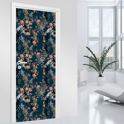 Stickers pour porte - Fleurs - 63 x 205 cm - Adhésif MAT (1/2)