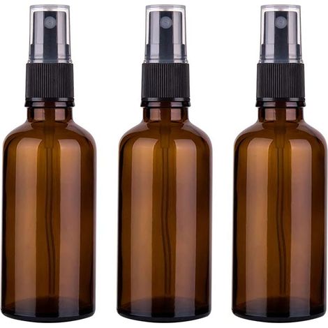 Sollbry Flacons pulvérisateurs en verre ambré de 50 ml avec pulvérisateur à brume fine et bouchon anti-poussière, récipient vide rechargeable pour vaporisateur de liquide cosmétique pour fleurs aquati (1/5)