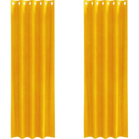 Rideaux occultants 2 pcs Jaune moutarde 140 x 260 cm Velours
