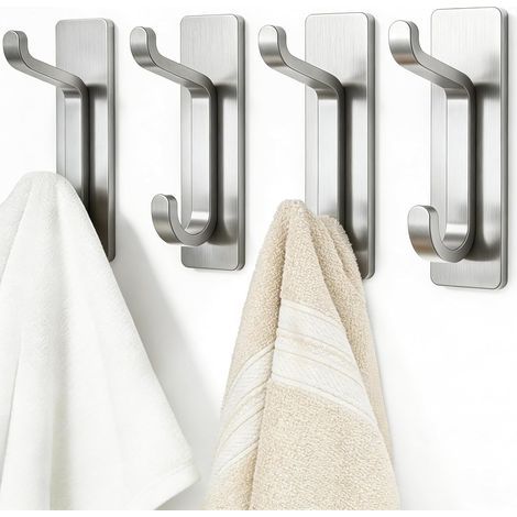 4er-Set Handtuchhalter, Aluminium, extra starker Kleber, Badezimmer, Küche (1/5)