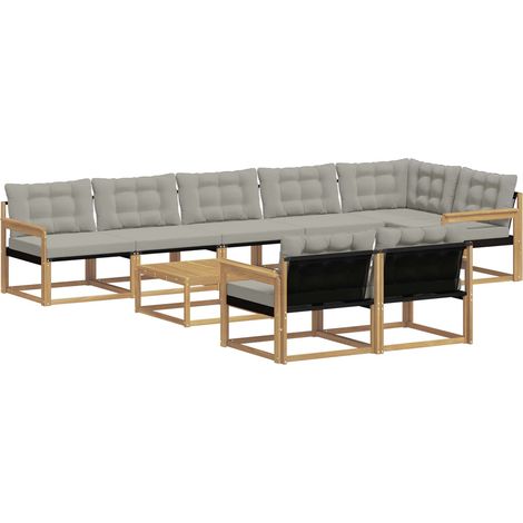 Set di divani da esterno 9 pz Bianco e Grigio Chiaro vidaXL (1/5)
