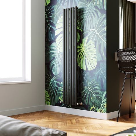 ELEGANT Vertical Column Designer Radiator Anthracite Oval Single Panel Rad 1800 x 354mm (1/5)