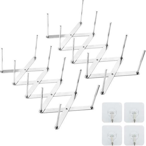 2PCS supports de couvercle avec 4 crochets adhésifs Support de couvercle de casserole Support de rangement de Multifonction (1/4)