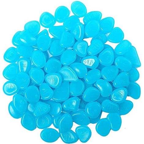 Vtizikl 200 galets lumineux multicolores pour aquarium, galets fluorescents pour la décoration extérieure des allées, aquariums et jardins (bleu)