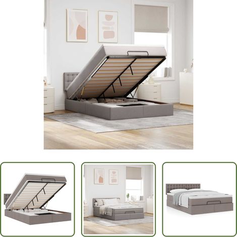 vidaXL Taschenfederkern - Ottoman-Bett mit Matratze Taupe 140x200 cm Stoff (1/5)